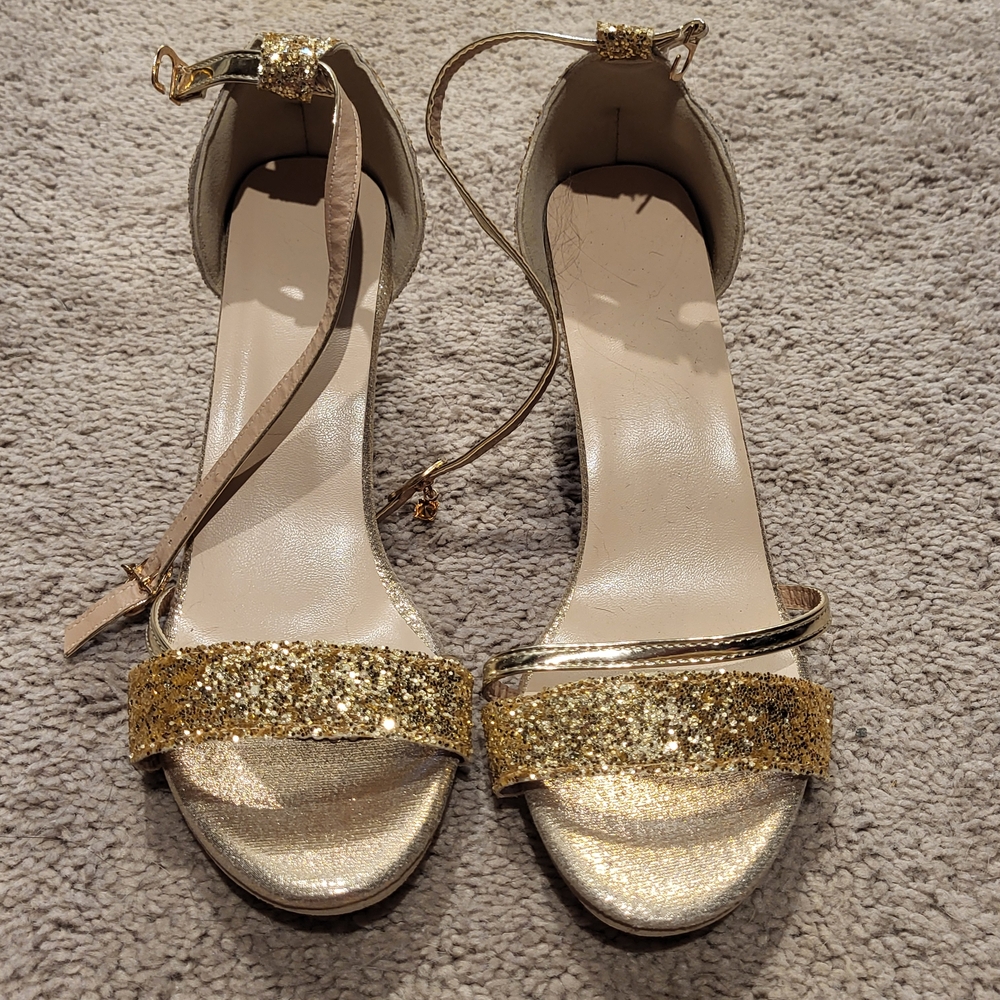 Elegant Gold Glitter Women's Heels